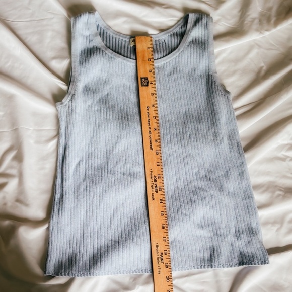 Women's Ribbed Tank Top - Light Blue - Picture 3 of 8